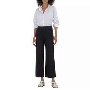 KUT from the Kloth Topaz Linen Wide Leg Pants in black size 14